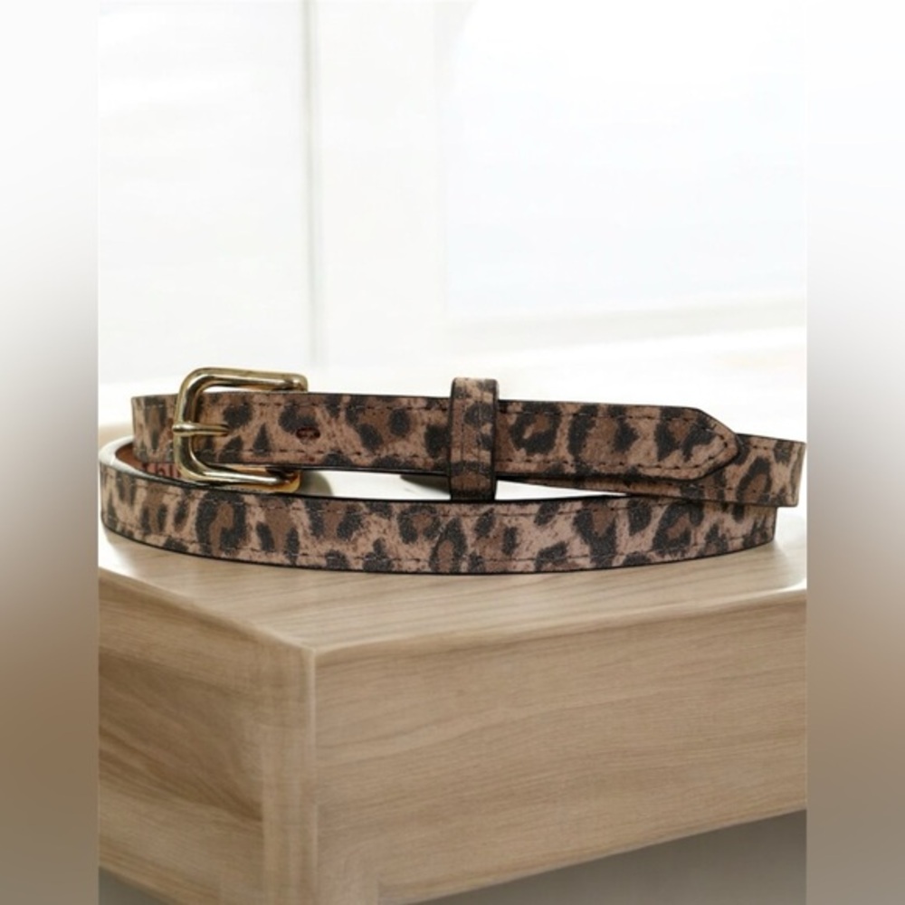 Double J Saddlery Cheetah Print Suede Print Leather Belt, Brass Buckle,‎ Size 34